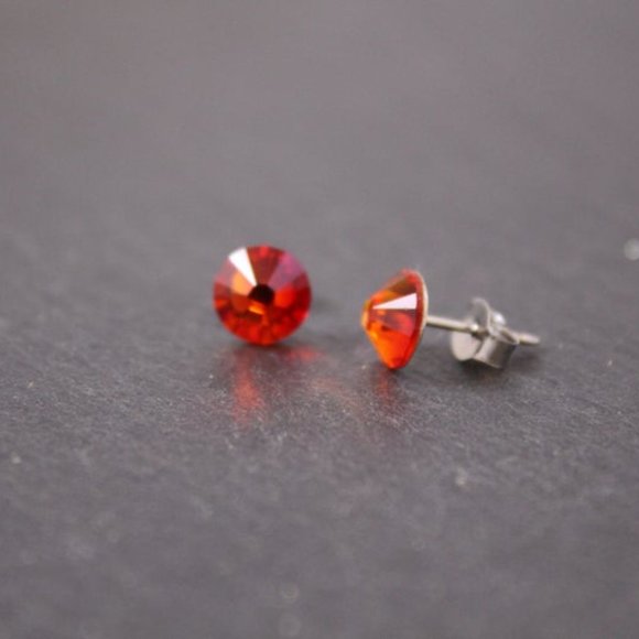 COPY - Fire Opal Orange Crystal Stud Earrings - Picture 2 of 4